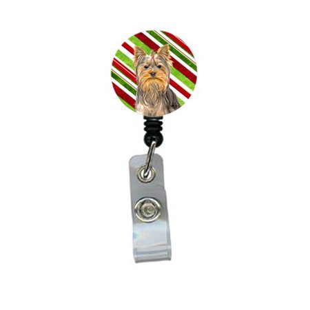 TEACHERS AID Candy Cane Holiday Christmas Yorkie And Yorkshire Terrier Retractable Badge Reel TE255863